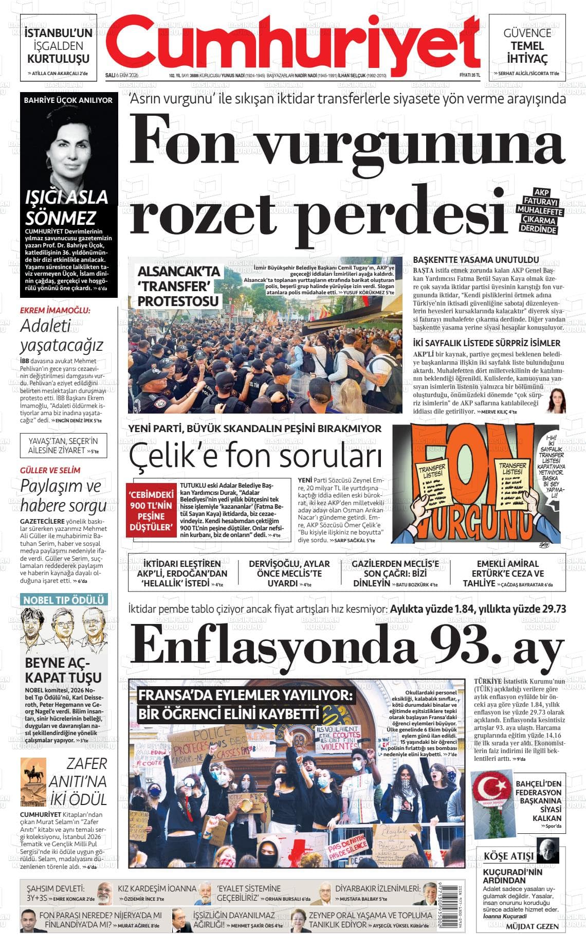 CUMHURİYET gazetesi kapağı