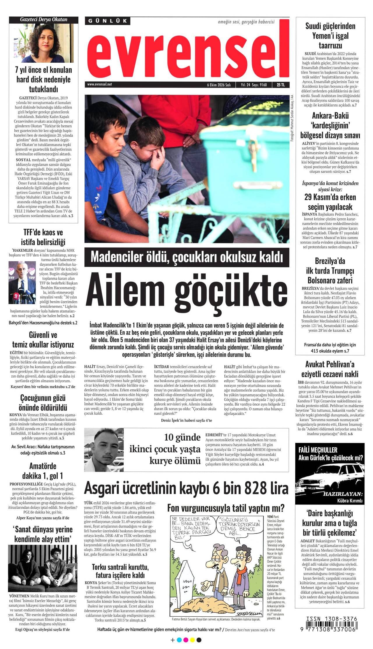 GÜNLÜK EVRENSEL gazetesi kapağı