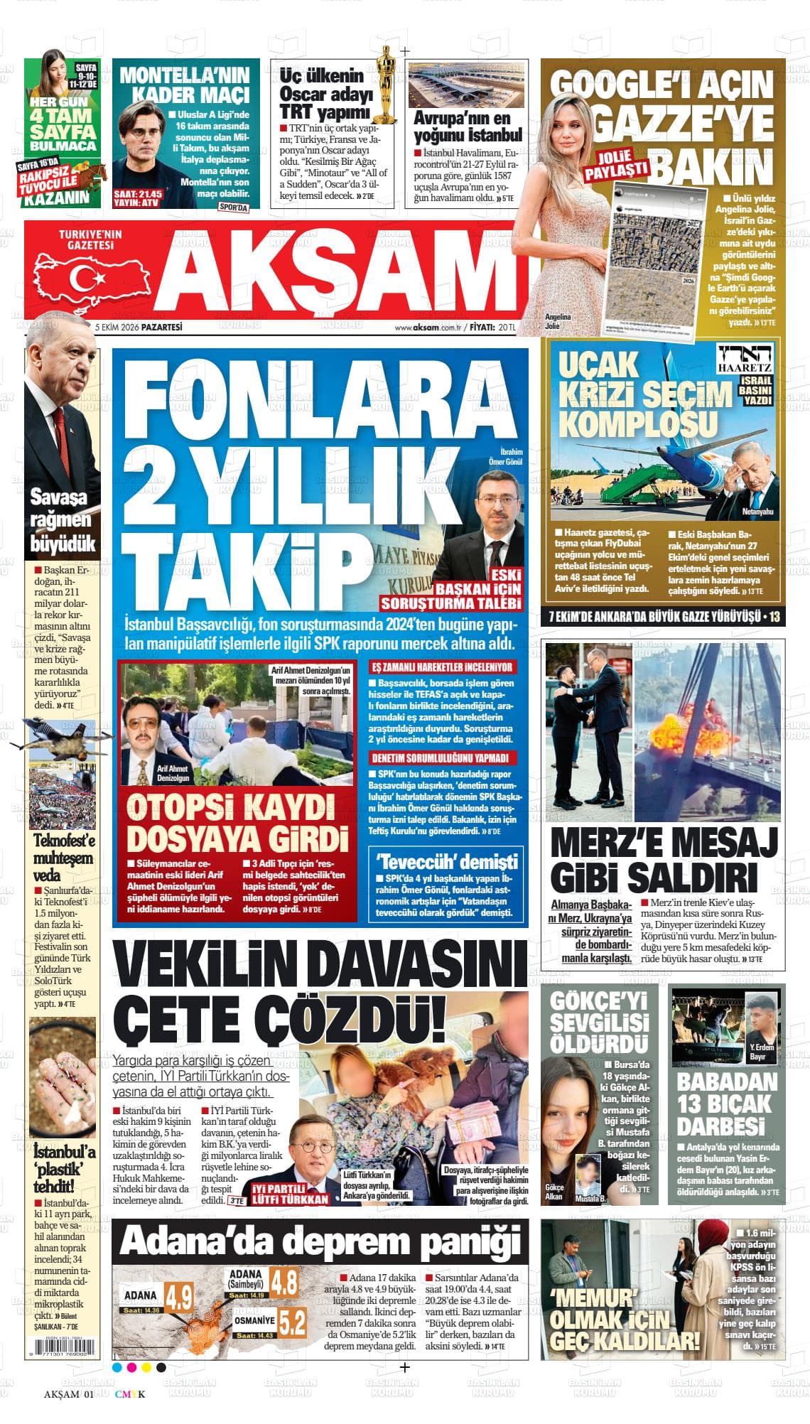 AKŞAM gazetesi kapağı