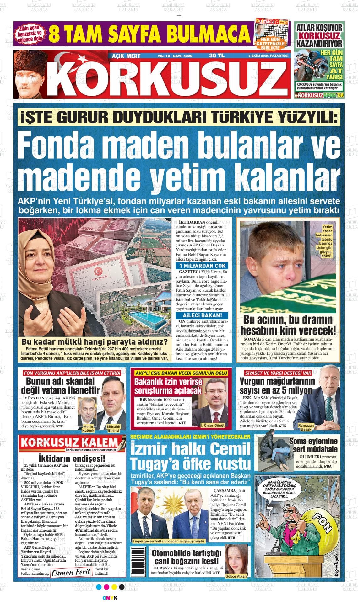 AÇIK MERT KORKUSUZ gazetesi kapağı