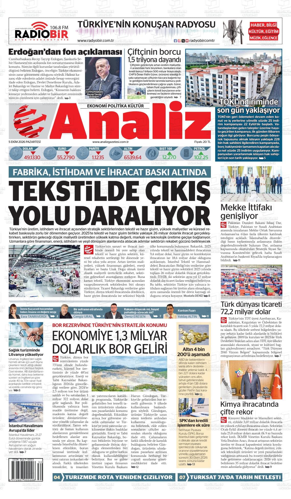 ANALİZ gazetesi kapağı