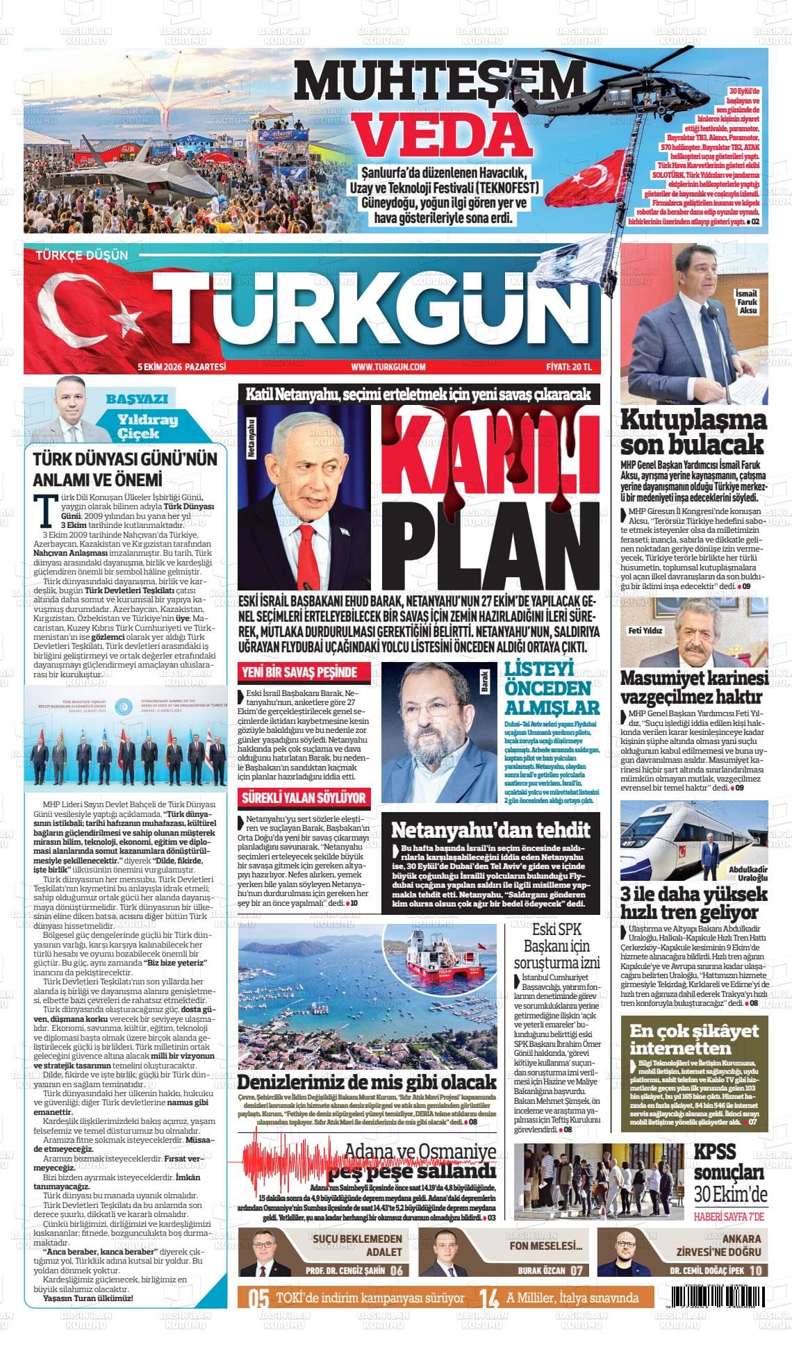 TÜRK GÜN gazetesi kapağı